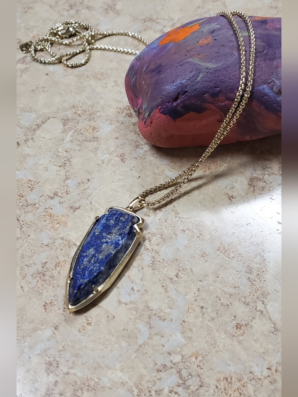 Kendra Scott Kimmy Blue Lapis Arrowhead Pendant Necklace